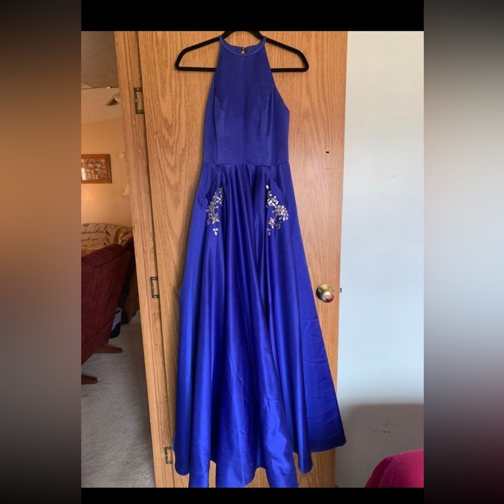 Blue formal prom dress